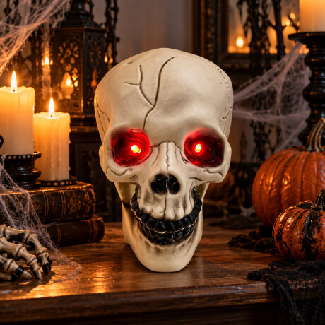 Calavera decorativa con luces Blanco