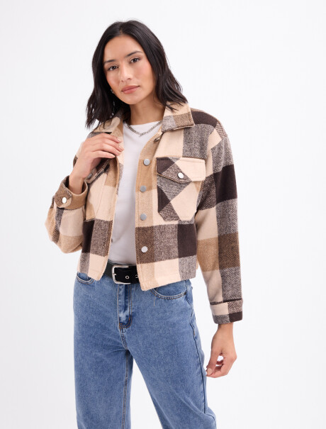 Sobrecamisa a cuadros Rose beige