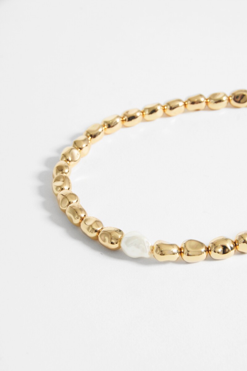 Collar cuentas irregulares dorado