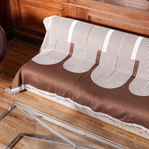 Manta para sillón y cama con diseños semicírculo marrón 180 x 230 cm