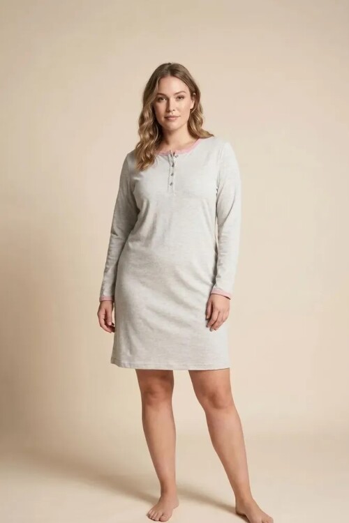 Camisón en Lanilla con Botones Beige