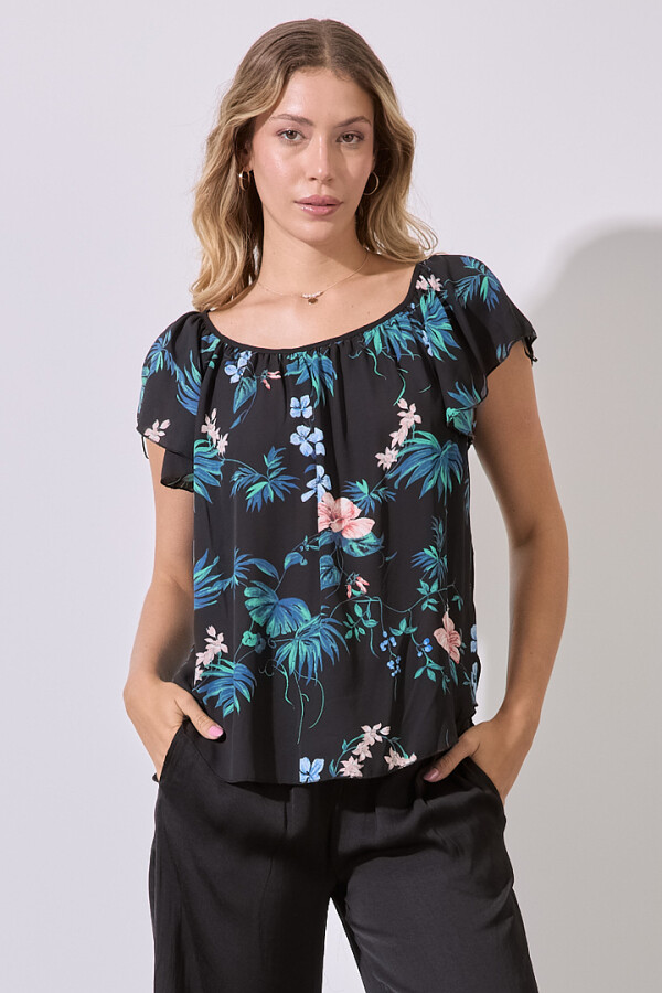 Blusa Flowers NEGRO/MULTI