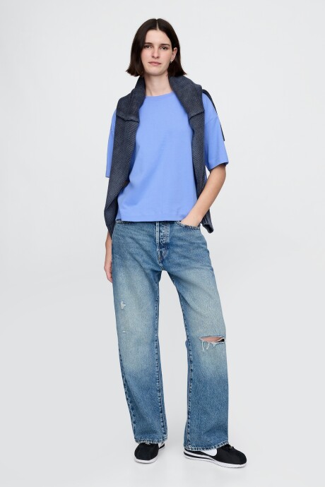 Remera Mini Logo Cropped Mujer Shirting Blue