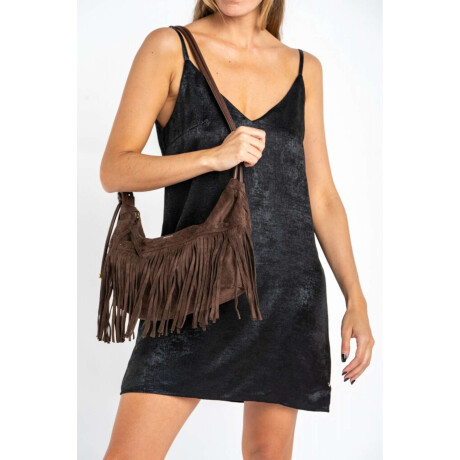 Cartera Flecos Gamuza Vegana Chocolate