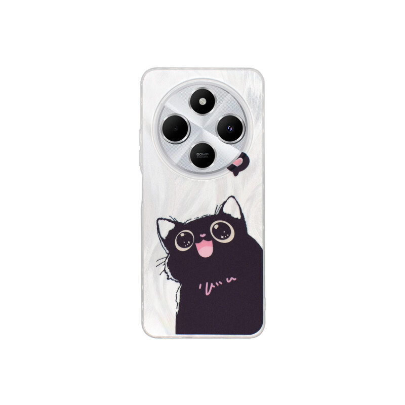 Protector para Xiaomi Redmi 14C plateado diseño gato animado Protector Para Xiaomi Redmi 14c Plateado Diseño Gato Animado