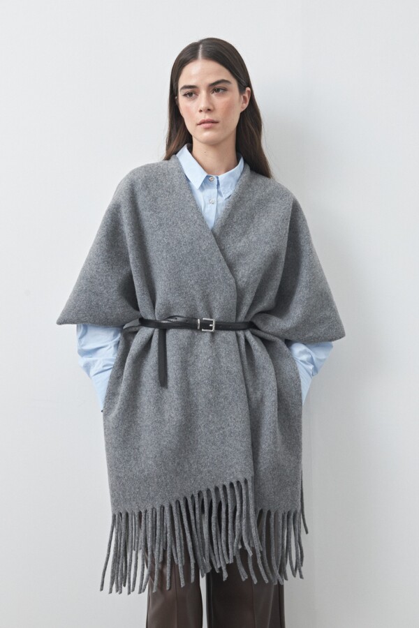 PONCHO FAVA Gris Melange