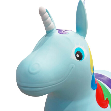 Unicornio Burrito Saltarín Inflable Juguete Sonido Celeste