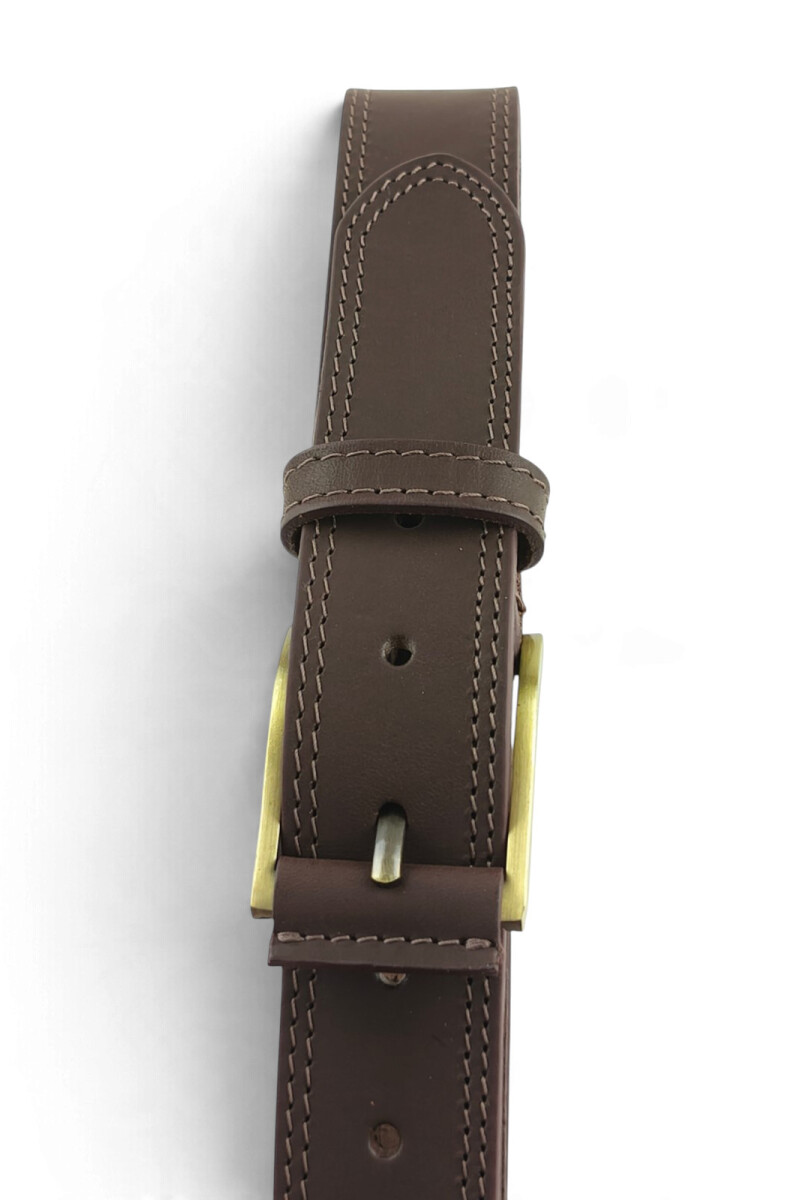 Cinturón de cuero vacuno jeanero de 3.5cm Chocolate