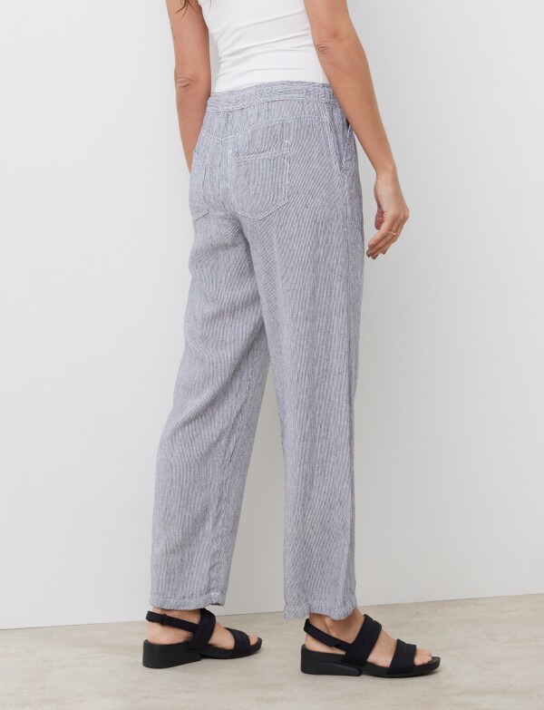 Pantalon Lino AZUL/BLANCO