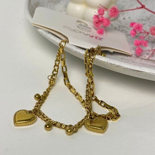 Pulsera Corazones Gold