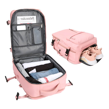 Mochila Viaje Carry On Impermeable Laptop Ejecutiva Rosa