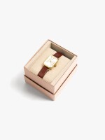 Reloj Rectangular Con Pulsera Efecto Piel marron