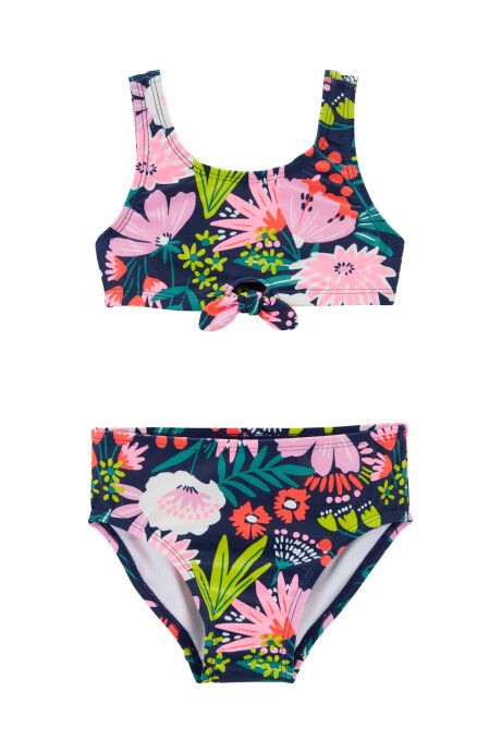 Traje de baño dos piezas con protección UPF 50+ diseño flores Sin color