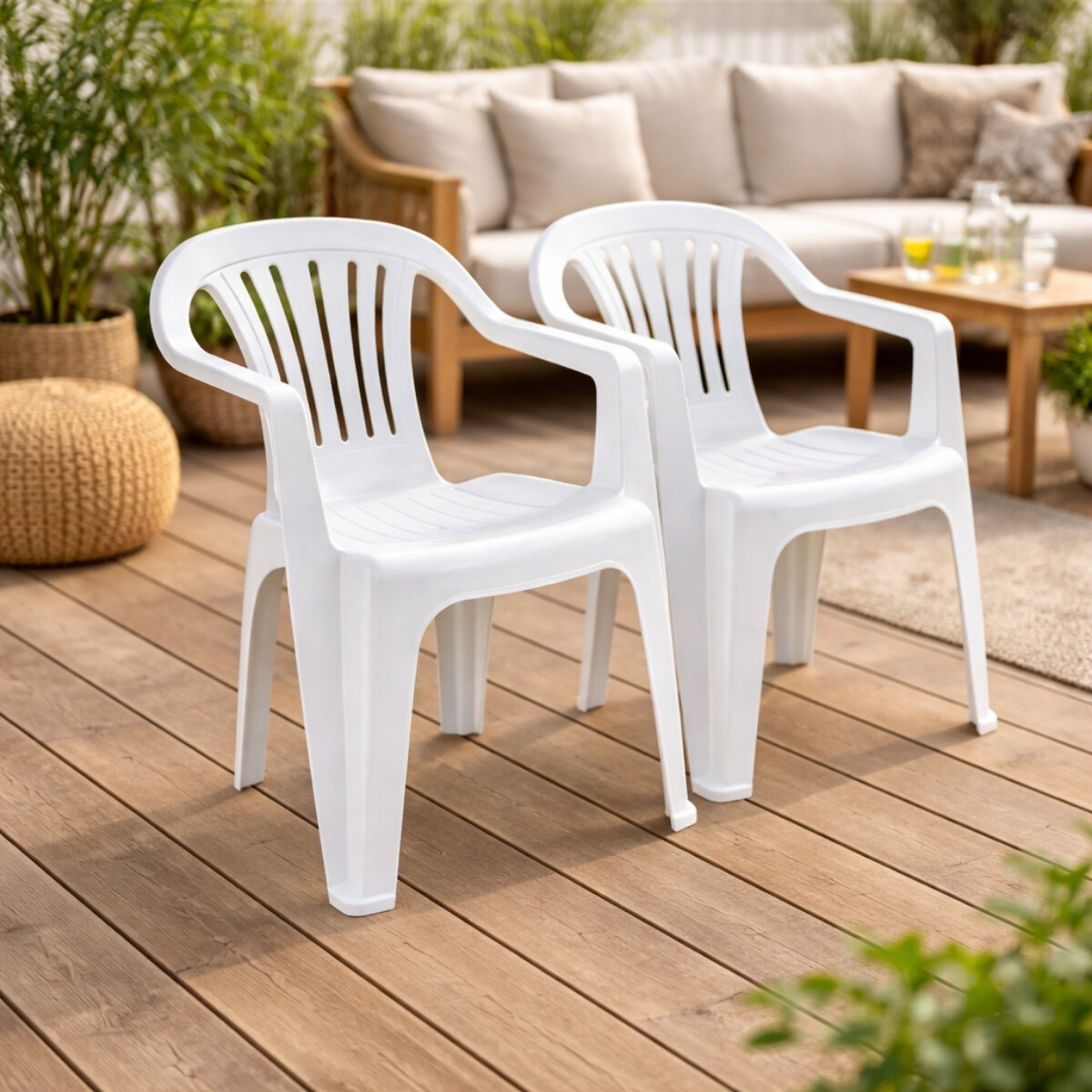 Set x2 Sillas Bela Vista con apoya brazos - BLANCO 