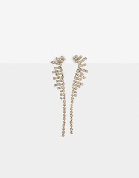 Aros Colgantes Largos Strass Aros Largos Strass - Dorado