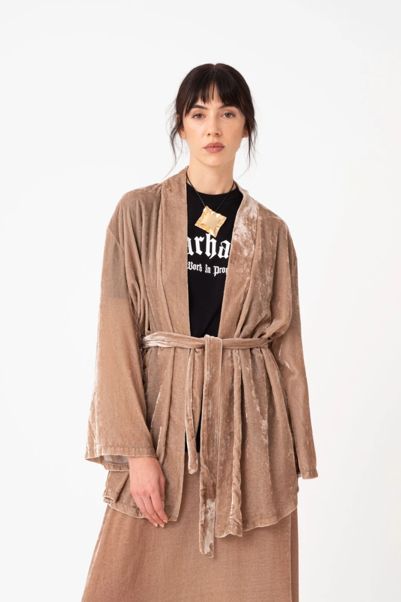 KIMONO EN VELVET Beige