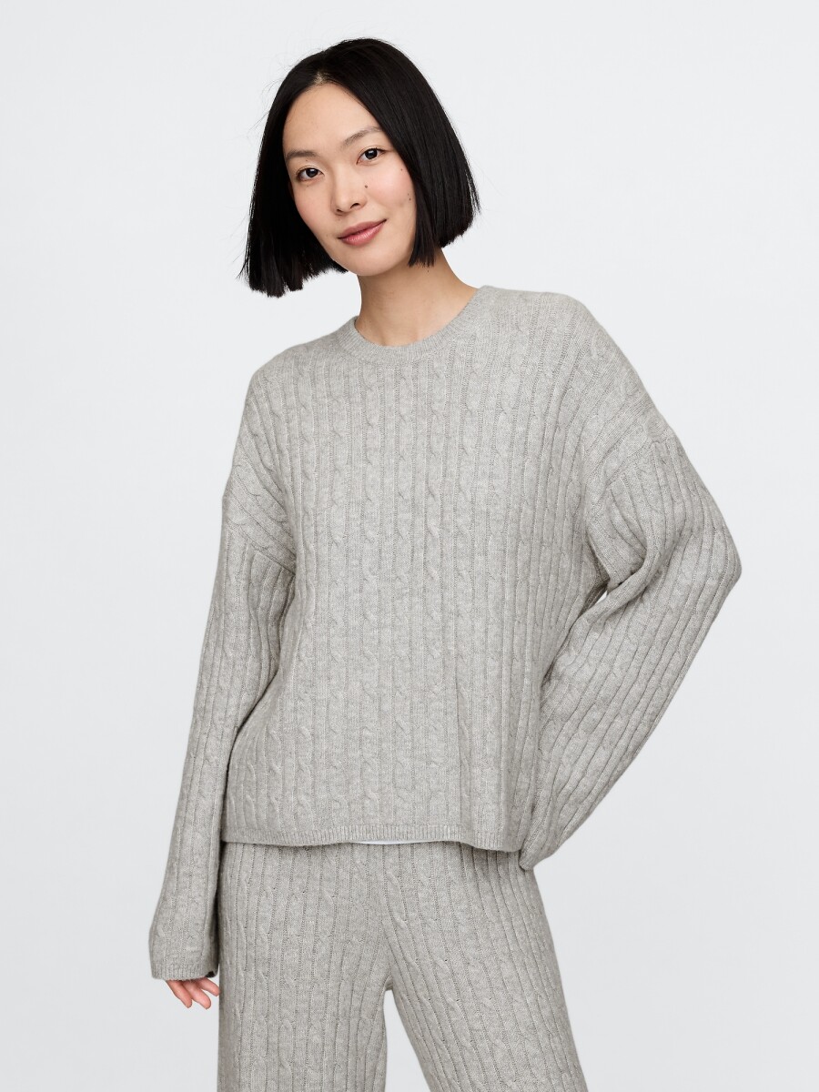 Buzo Cashsoft Cable Mujer - Bc15 Lt Grey Heather 
