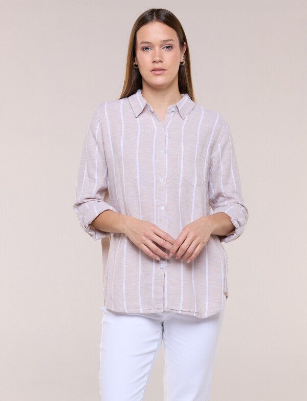 Camisa Lino BEIGE/MULTI