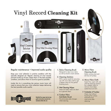 Retro Musique - Kit de Limpieza para Discos de Vinilo KXRM07. 001