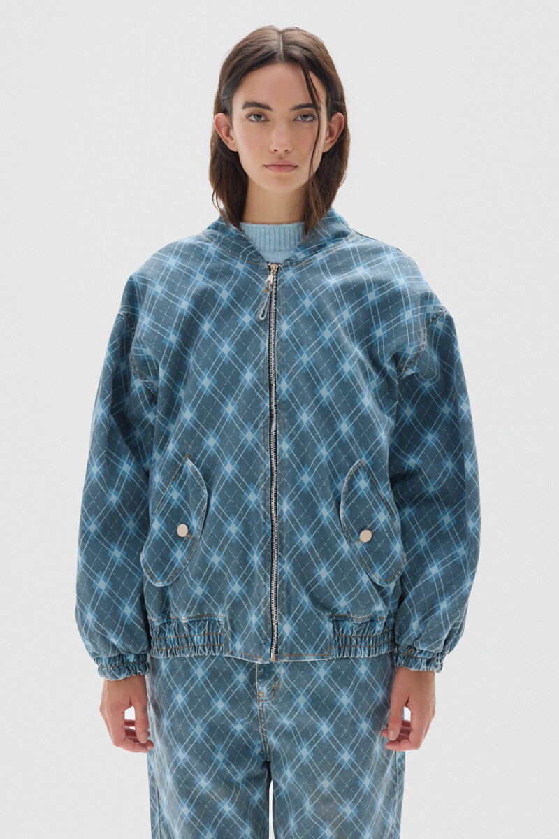 Campera Bomber Print Blue