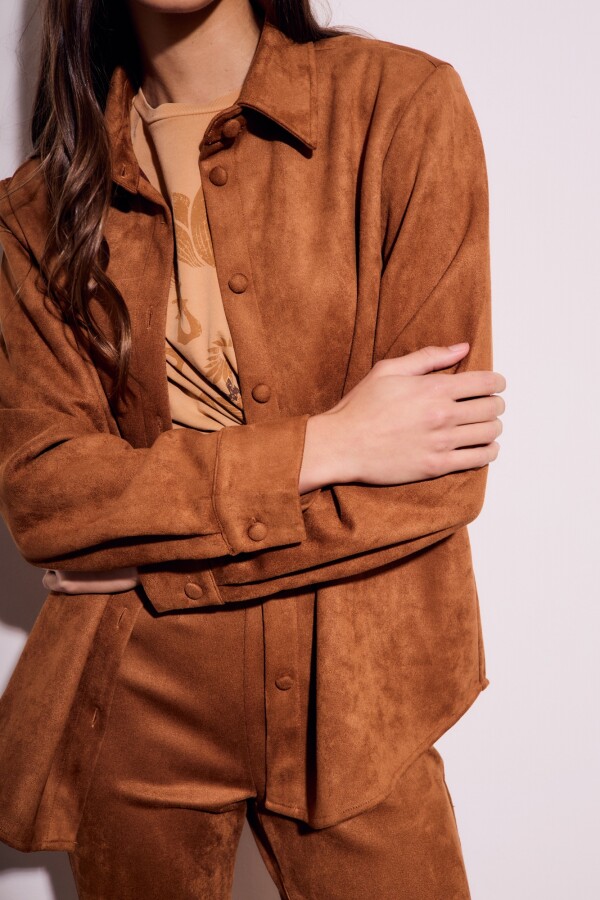 Camisa Gamuza Cuero Vegano Camel