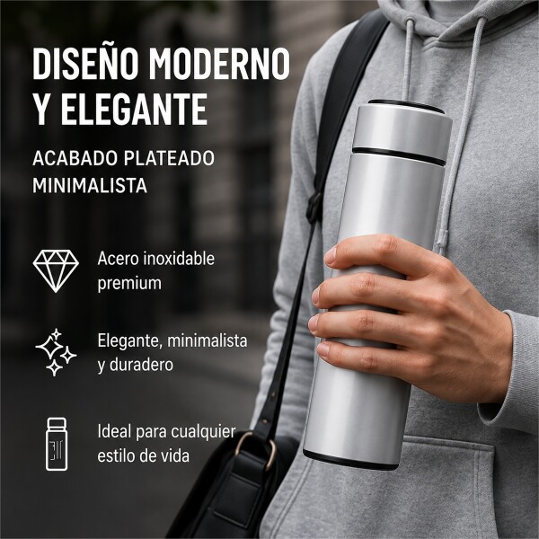 Botella Térmica Acero Inox Termo Táctil Sensor Temperatura PLATEADO