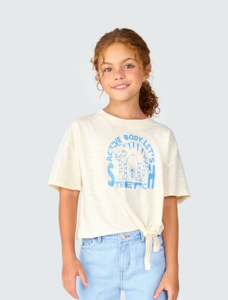 BLUSA INFANTIL CON LAZO CELESTE