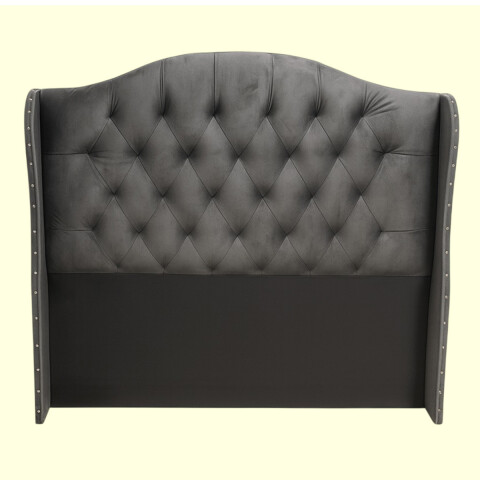RESPALDO CURVO QUEEN 1.70 X 1.55 COL GRIS CON AVANCE CAPITONEADO Respaldo Curvo Queen 1.70 X 1.55 Col Gris Con Avance Capitoneado