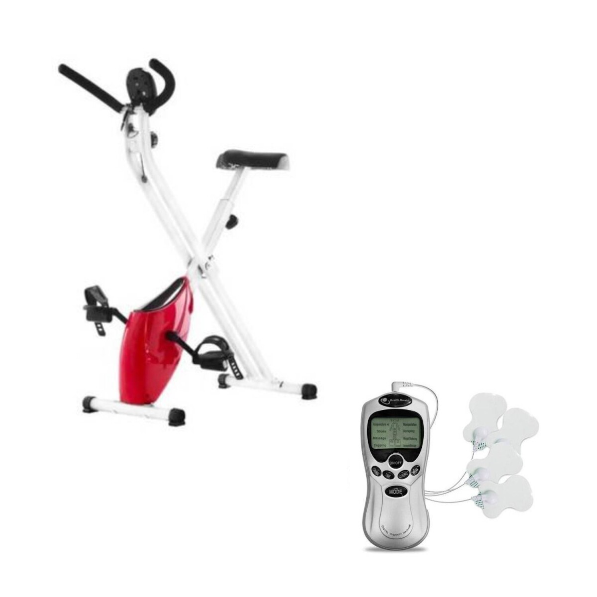 Bicicleta Fija Ergométrica Plegable Altura Ajustable - Rojo 