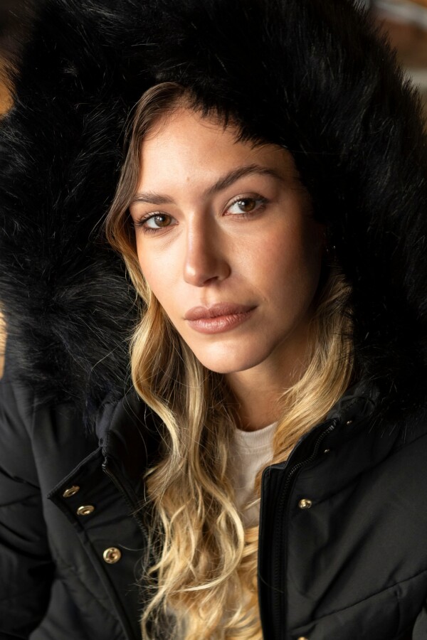 Campera Abrigo Faux Fur NEGRO