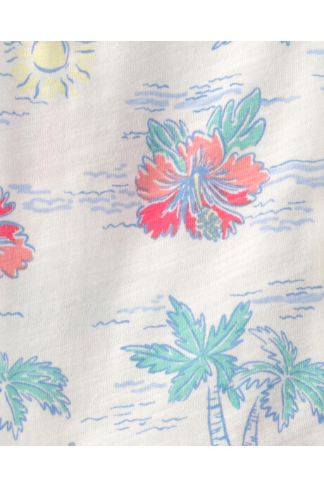 Camisa de algodón, manga corta, gris, diseño tropical Sin color