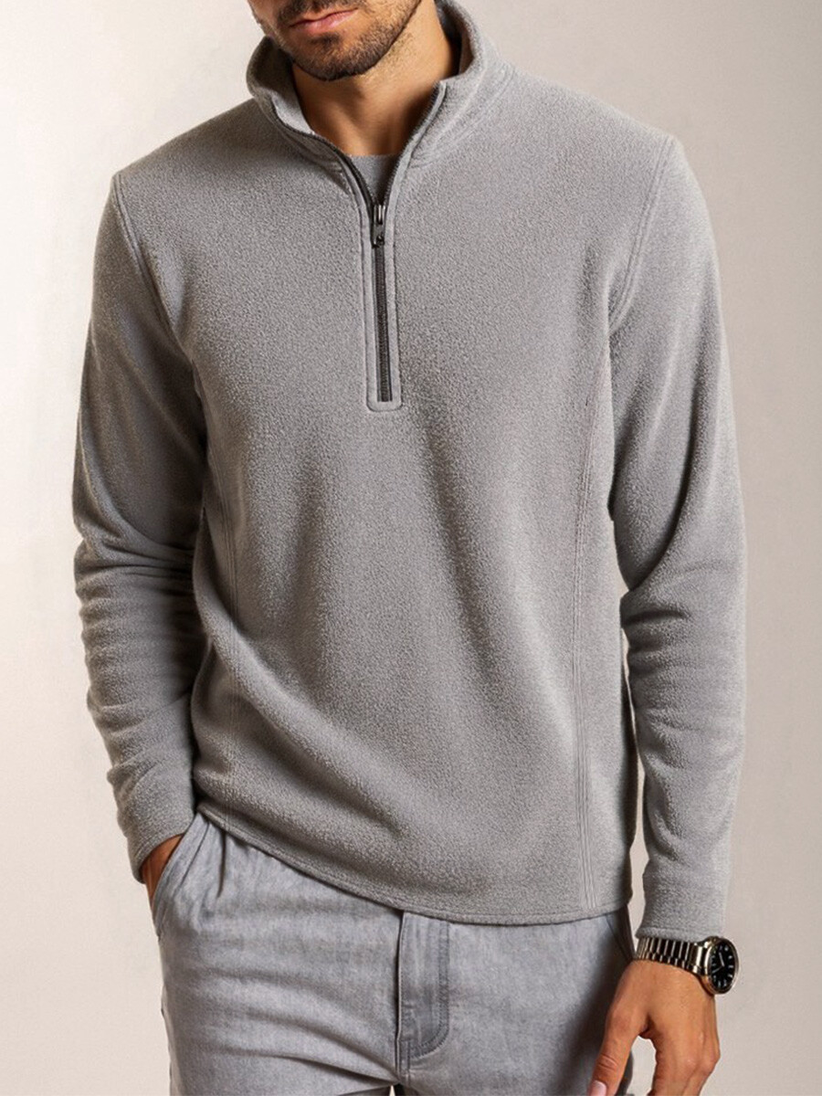 SWEATER POLAR M/C LAZA - Gris Oscuro 