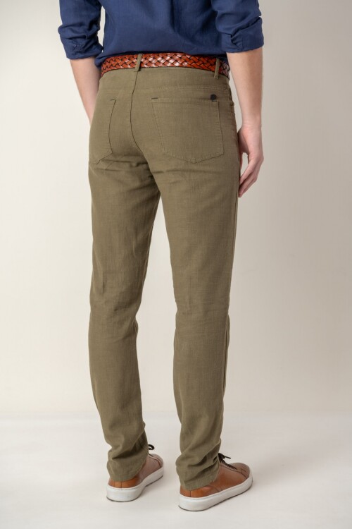 Pantalón 5 bolsillos de Lino Verde