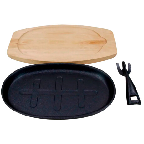 Plancha Grill Oval en Hierro Fundido con Asa Selecta + Tabla De Bamboo Plancha Grill Oval en Hierro Fundido con Asa Selecta + Tabla De Bamboo