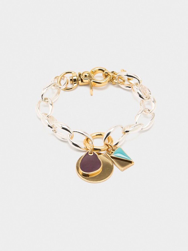 Pulsera De Eslabones Colgantes Con Esmalte multicolor