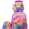Mochila con carrito, lonchera y cartuchera. Mariposa