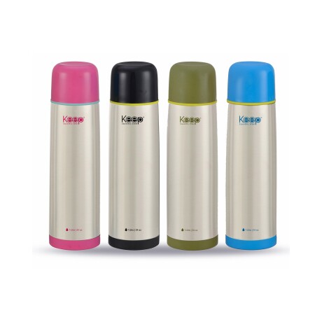 Termo bala Keep Rubber 1 Litro en acero inox. Plateado