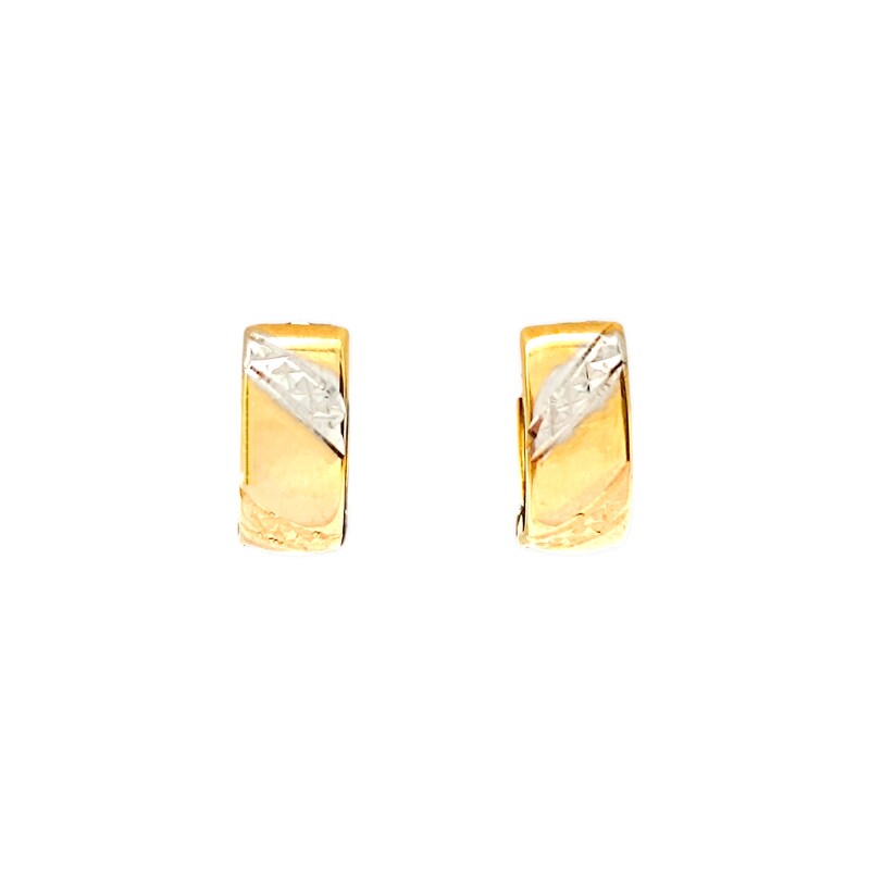 Caravanas aros de oro amarillo y oro blanco- Oro bajo - Sin piedra- CA8246 sinpiedra