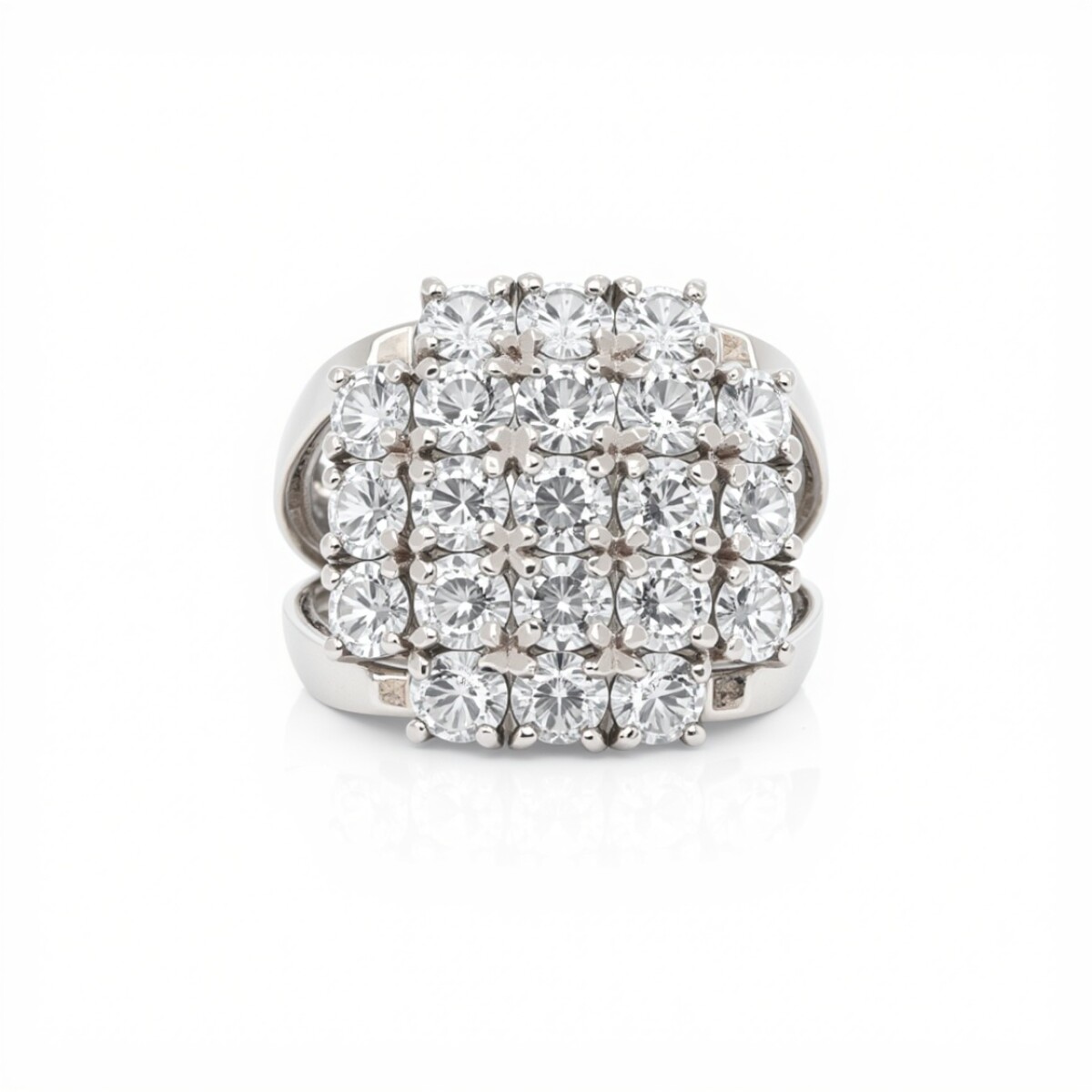 Anillo Cuadrado Zirconias . Plata 925 - AN4744 - sinpiedra 