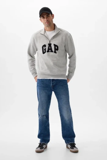 Buzo Deportivo Medio Cierre Logo Gap Hombre Light Heather Grey B08