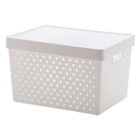Caja Canasto Organizador Quadratta con Tapa en PP 39x29x24Cm Blanco