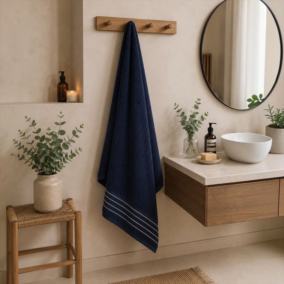 Toalla de Baño en Aldogón 67x135cm Otto - Azul Oscuro 