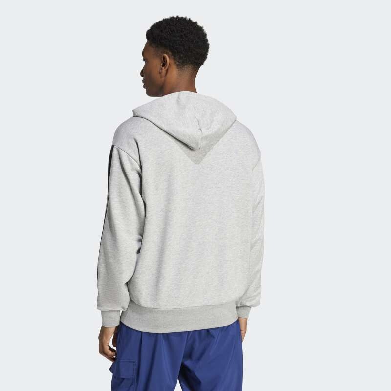 Canguro Adidas French Terry 3 Rayas Essentials Gris