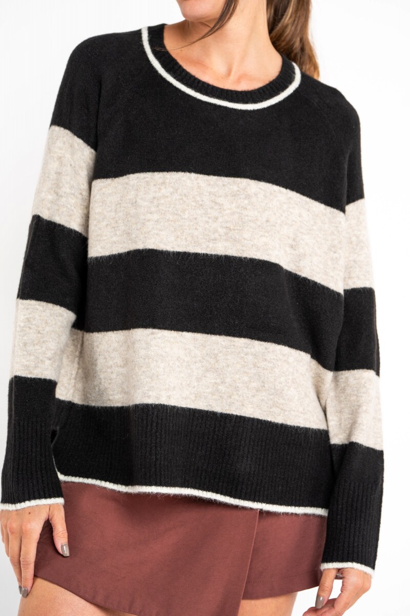 Sweater Rayado - Negro 
