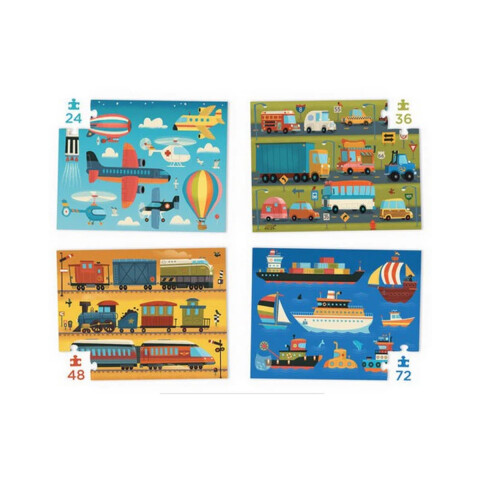 Set x 4 Puzzle Crocodile Creek 24 / 36 / 48 / 72 Piezas VEHICULOS