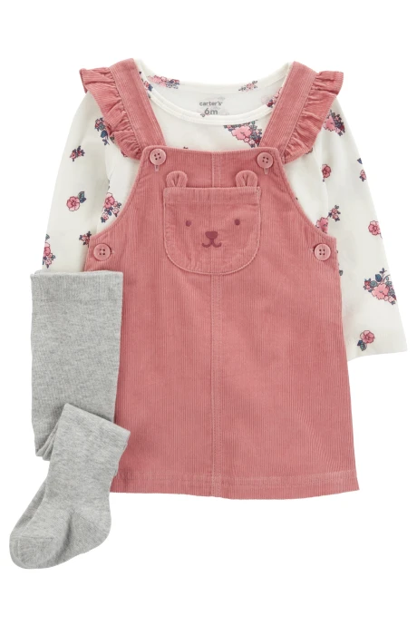 Set tres piezas, jumper de pana, remera y medias de algodón Sin color