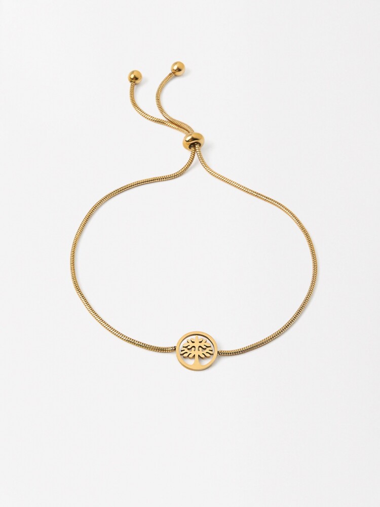 Pulsera Ajustable Árbol - Acero Inoxidable dorado