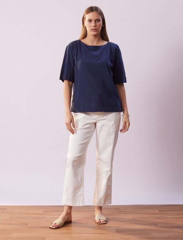 Blusa Algodon Botones AZUL