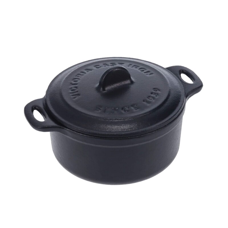 Mini olla de hierro fundido esmaltada Victoria 10cm Negro