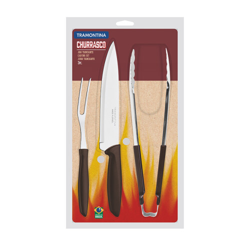Juego para asado 3 piezas, línea PLENUS-CHURRASCO -TRAMONTINA TN9740